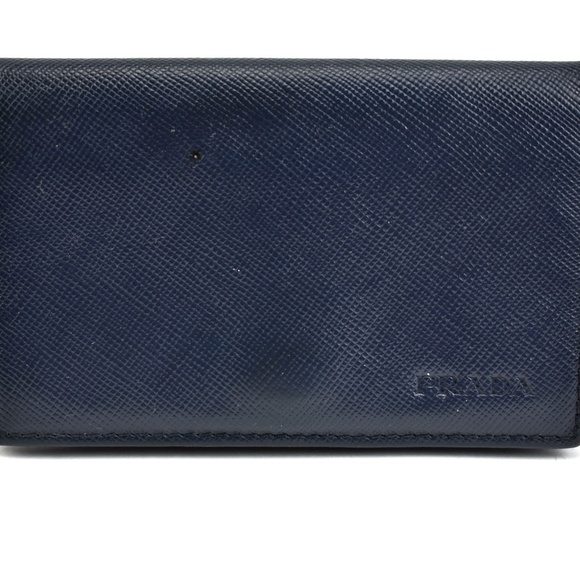 Prada Handbags - PRADA: Navy Blue Saffiano Leather & Logo Wallet r